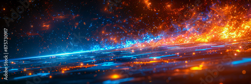 Obraz na płótnie Glowing galaxy illustration with stars and cosmic elements, depicting outer space and fantasy w salonie