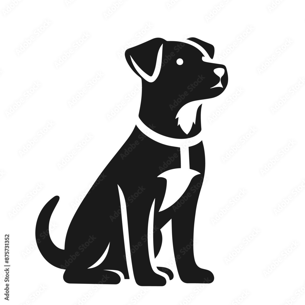 Dog black and white silhouette vector isolated on white background Dog black and white silhouette vector isolated on white background