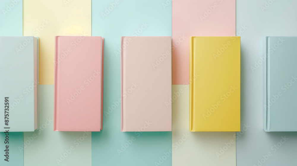 set of colorful books, A background with arranged books and notes, stationery background suitable for students or professionals set of colorful books, A background with arranged books and notes, stationery background suitable for students or professionals