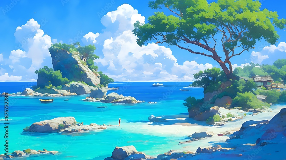 Fototapeta premium Tropical Paradise: A Stunning Beachscape