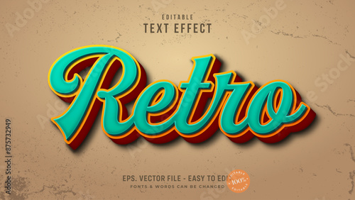 Vintage retro editable text effect. 3D script text style