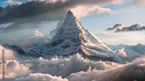 Experience the stunning view of the snowy towering Himalayan rock mountains