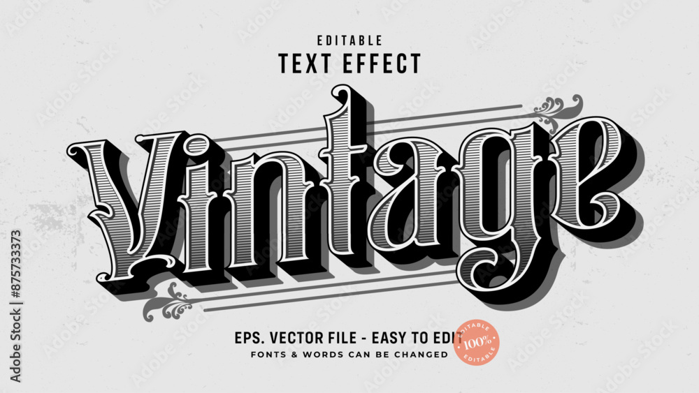Vintage editable text effect. old victorian text style