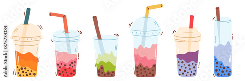 Bubble tea drinks big vector set