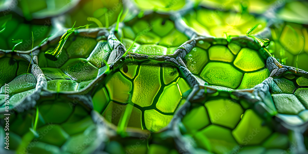 Abstract macro background with water bubbles, creating a bright, green, and organic design
