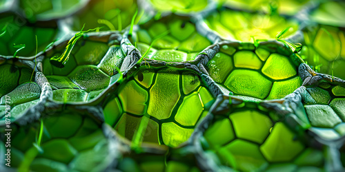 Obraz na płótnie Abstract macro background with water bubbles, creating a bright, green, and organic design w salonie