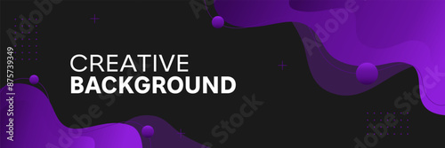 Modern template banner featuring a vibrant gradient color scheme and dynamic liquid shapes. Perfect for web headers, social media graphics, and promotional materials. Sleek and eye-catching design.