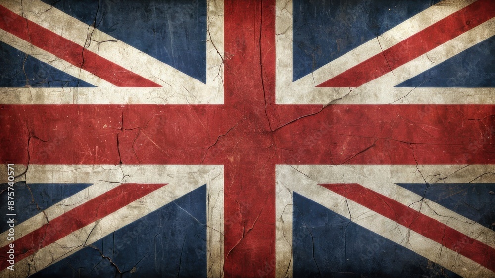 Fototapeta premium Vintage British Union Jack Flag with Weathered Texture