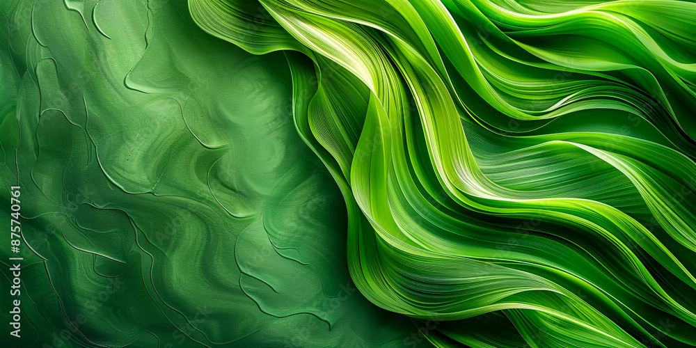 Green and blue abstract wave design, illustrating modern and futuristic art