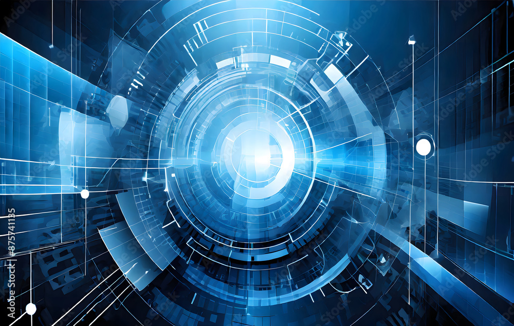 Abstract blue technology, business or science background. Generative AI.