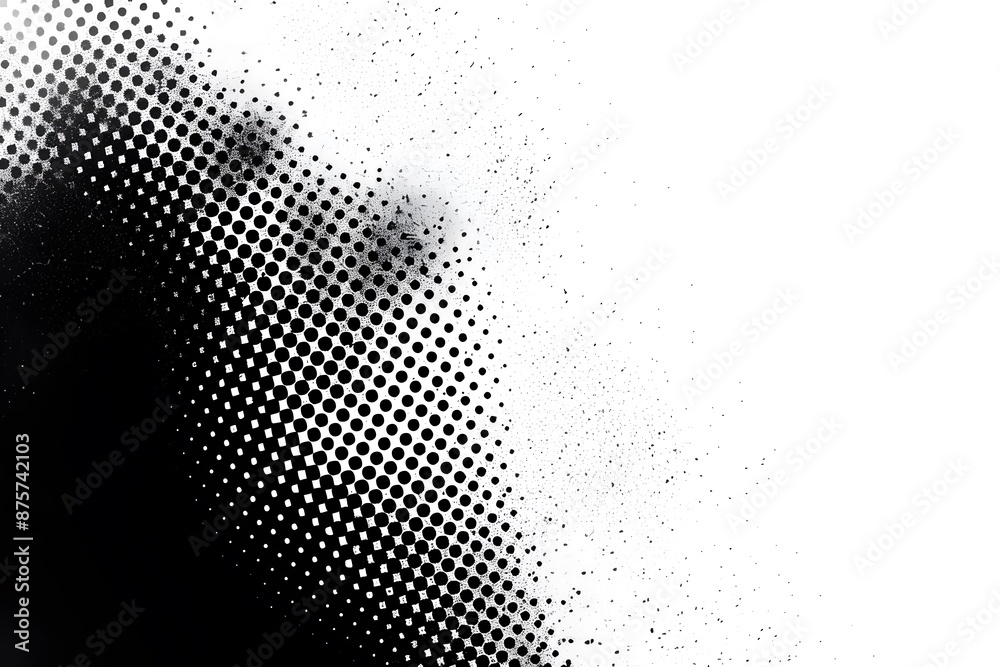 Abstract black and white halftone pattern with gradient transition. Abstract black and white halftone pattern with gradient transition.