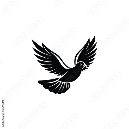 silhouette of dove bird, eagle, vector, silhouette, animal, flying, dove, illustration, wing, tattoo, wings, black, feather, nature, symbol, fly, pigeon, birds,  © Akash