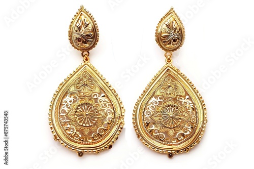 Best traditional gold earrings with white beads
