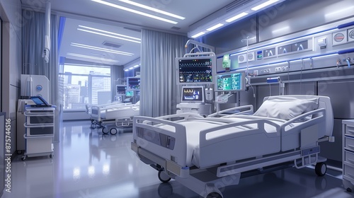 Obraz na płótnie Hospital rooms feature advanced medical equipment and cutting-edge technology. w salonie