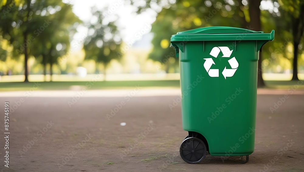 Recycle bin in the park with blurred bokeh background. Concept of environmental protection. Recycle bin in the park with blurred bokeh background. Concept of environmental protection.