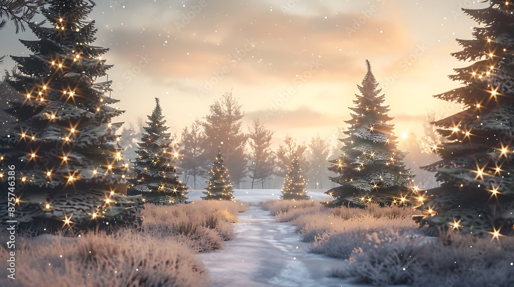 custom made wallpaper toronto digitalChristmas Trees in a Snowy Forest