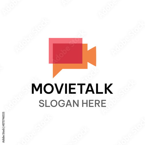Movie talk logo template. Creative camera vector illustration