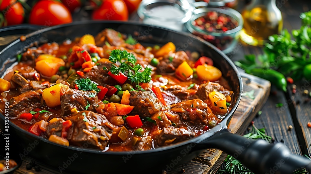 Homemade beef goulash or ragout with vegetables Homemade beef goulash or ragout with vegetables