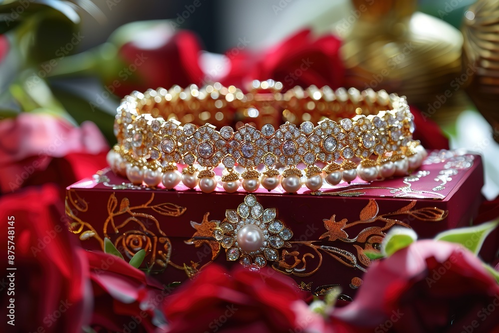 Fototapeta premium The best jewellery to get you looking your best. Shot of beautiful bangles for a bride to wear at a traditional wedding.