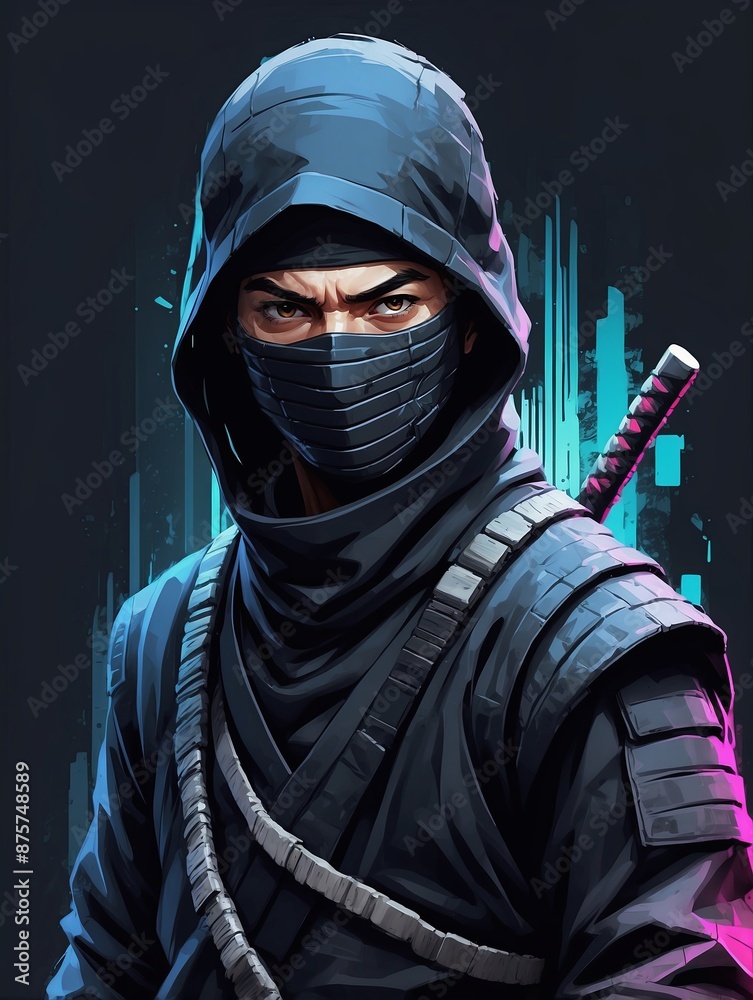 Digital Glitch Art: A ninja using a digital glitch effect. Digital Glitch Art: A ninja using a digital glitch effect.