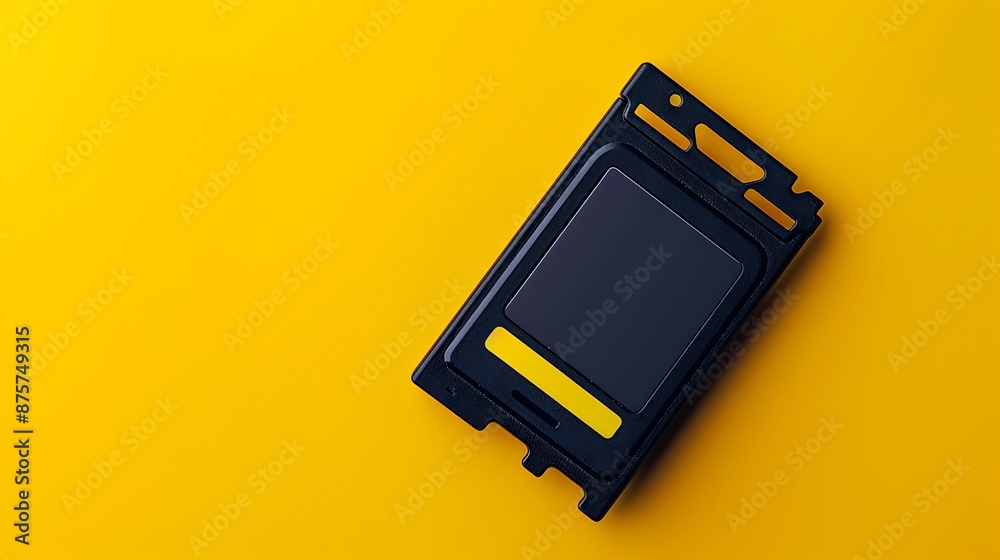 Memory card with 512 gb capacity micro sd flash storage disc on yellow background Memory card with 512 gb capacity micro sd flash storage disc on yellow background