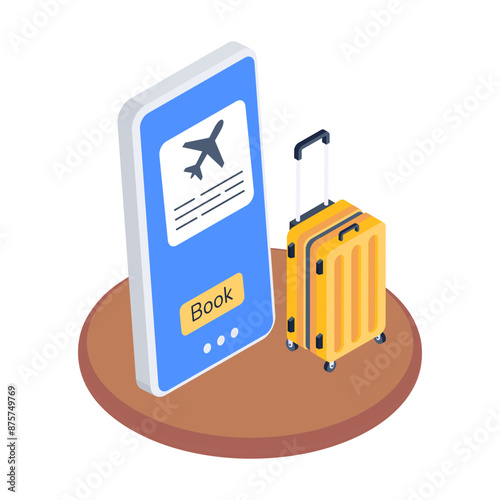 Ready to use isometric icon of travel booking 



