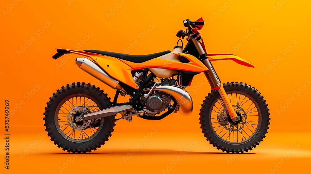 Fototapeta premium Motorbike enduro isolated on orange