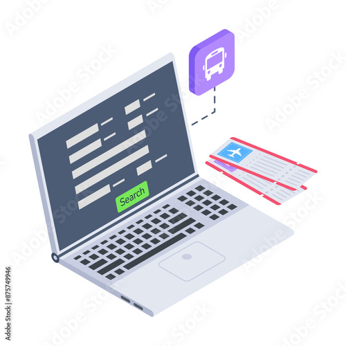 A handy isometric icon of purchase tickets 

