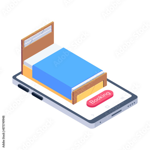 A customizable isometric icon of room booking 

