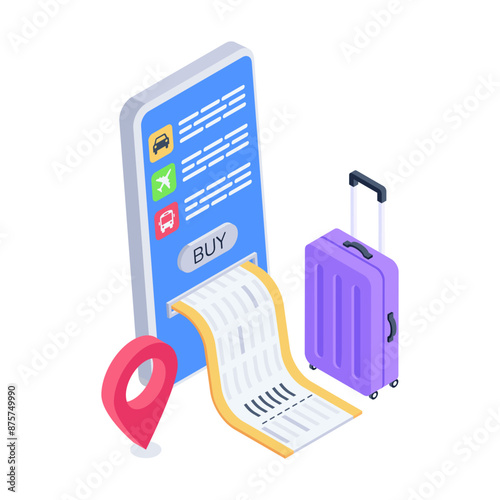 Online ticket isometric icon is ready for premium use 

