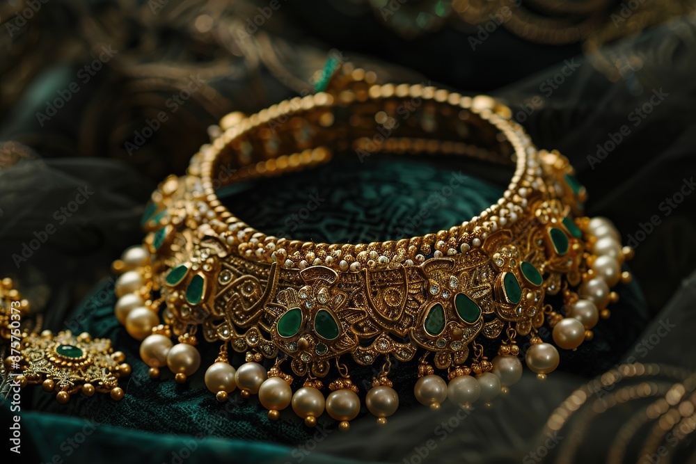 The artist hand made Indian gold jewellery Choker design. A bridal Choker set. The artist hand made Indian gold jewellery Choker design. A bridal Choker set.