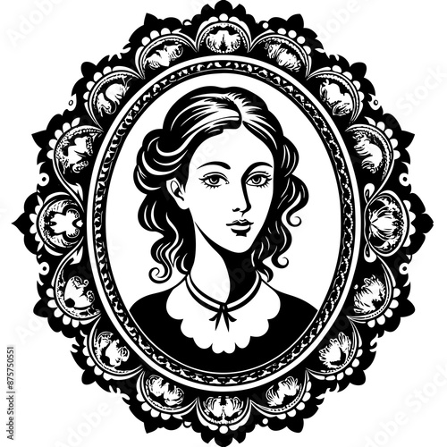 set of highly detailed 20 girl in vintage cameo