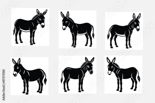 Vector donkey silhouette on white
