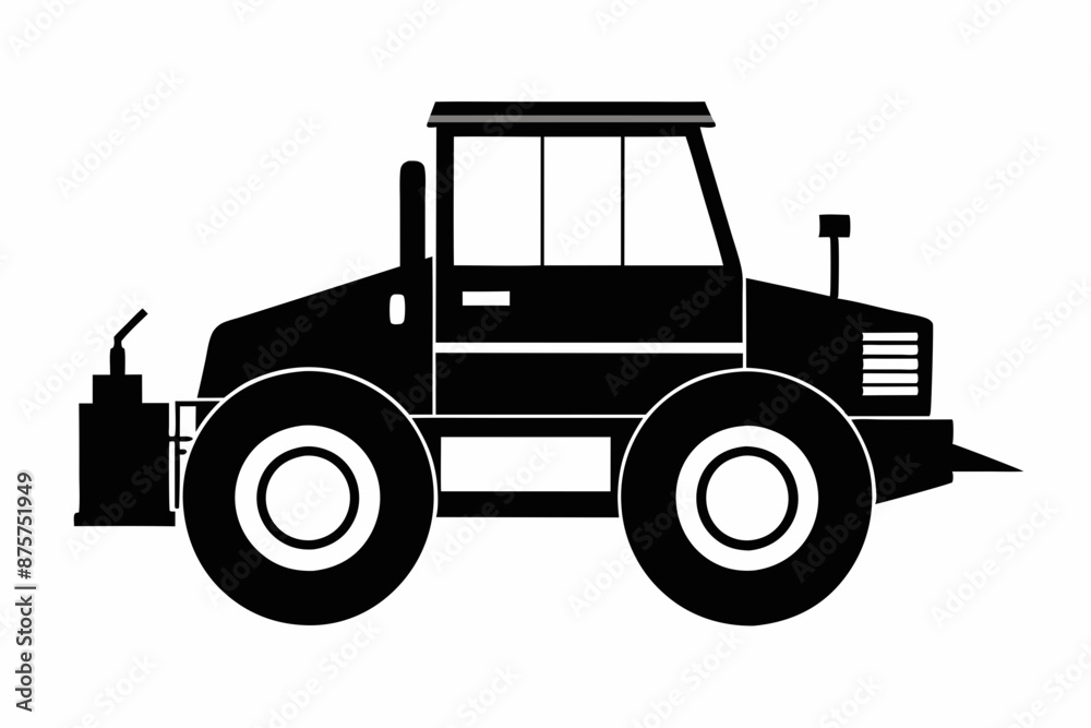 construction vehicle Drum Roller black silhouette vector art illustration on white background construction vehicle Drum Roller black silhouette vector art illustration on white background