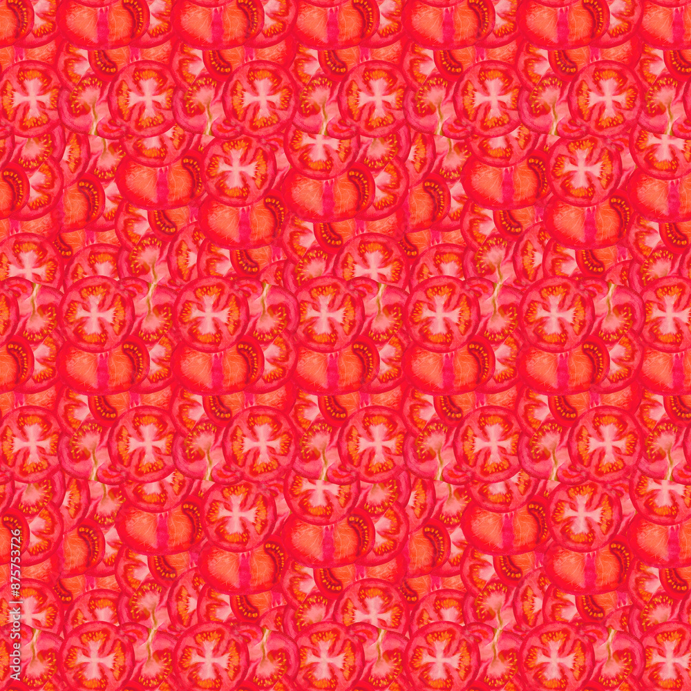 The artwork features a vibrant and bold abstract pattern with striking red and orange tones The artwork features a vibrant and bold abstract pattern with striking red and orange tones