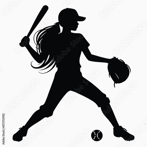 Best Unique Baseball Player vector silhouette with white background