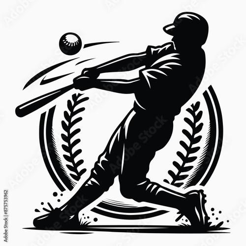 Best Unique Baseball Player vector silhouette with white background