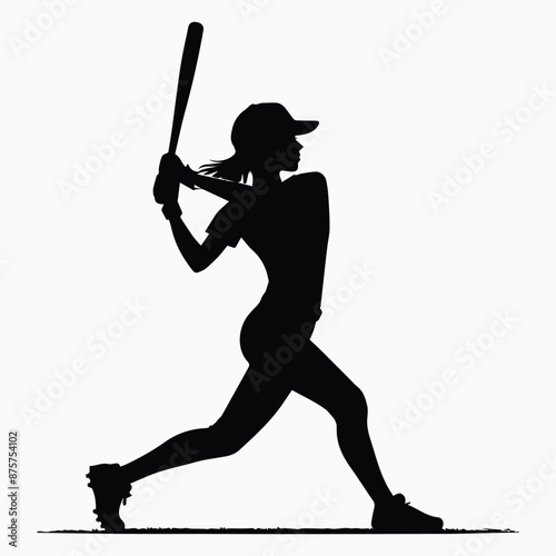 Best Unique Baseball Player vector silhouette with white background