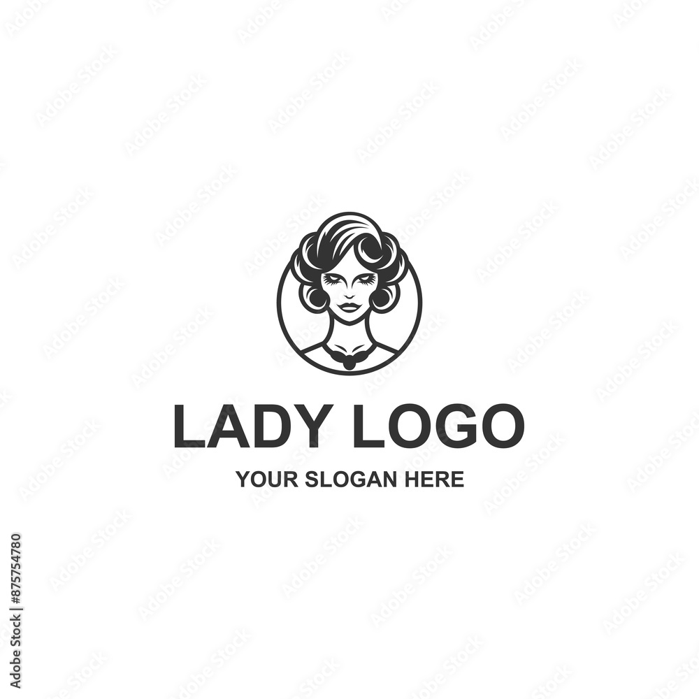 Modern lady logo design vector isolated on white background Modern lady logo design vector isolated on white background