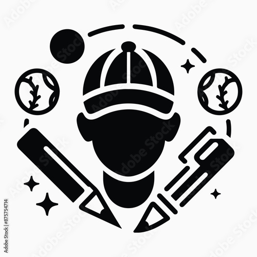 Best Unique Baseball Player vector silhouette with white background