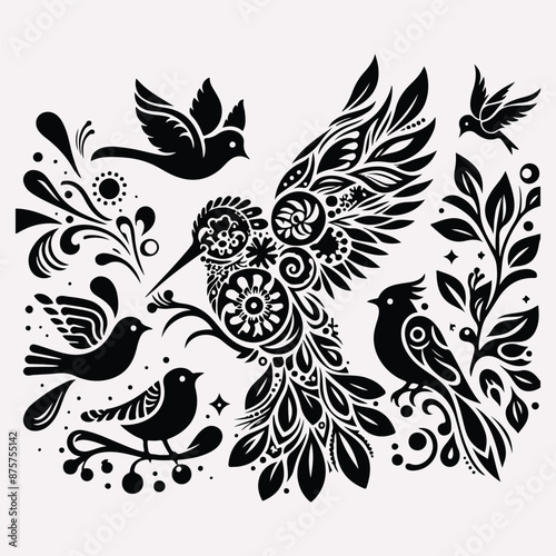 Best Unique gorgeous  bird vector silhouette with white background