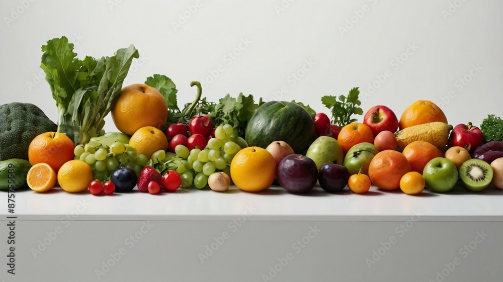 Fruits in white background, Fresh fruits in the Plate Fruits in white background, Fresh fruits in the Plate