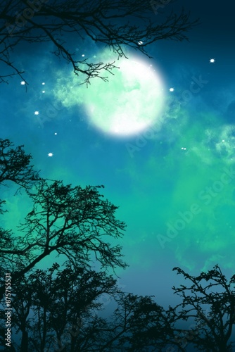 moon and tree