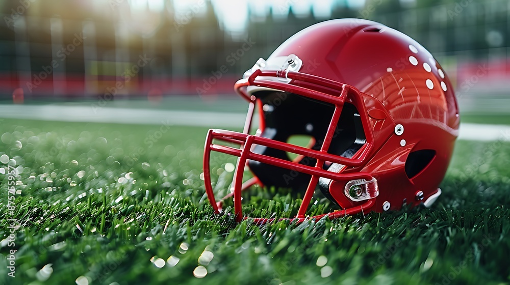 the background of a red football helmet on the pitch the background of a red football helmet on the pitch