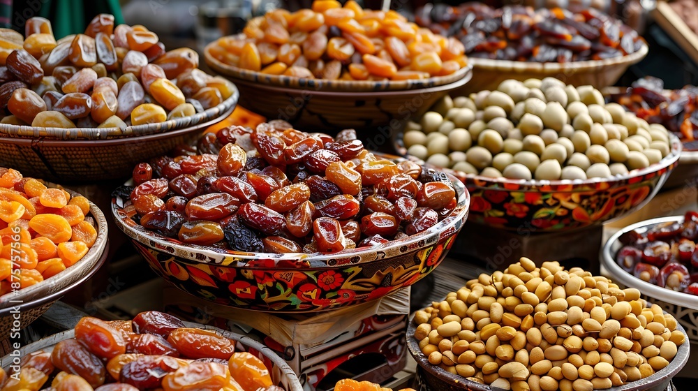 Variety of dates and dried fruits Variety of dates and dried fruits