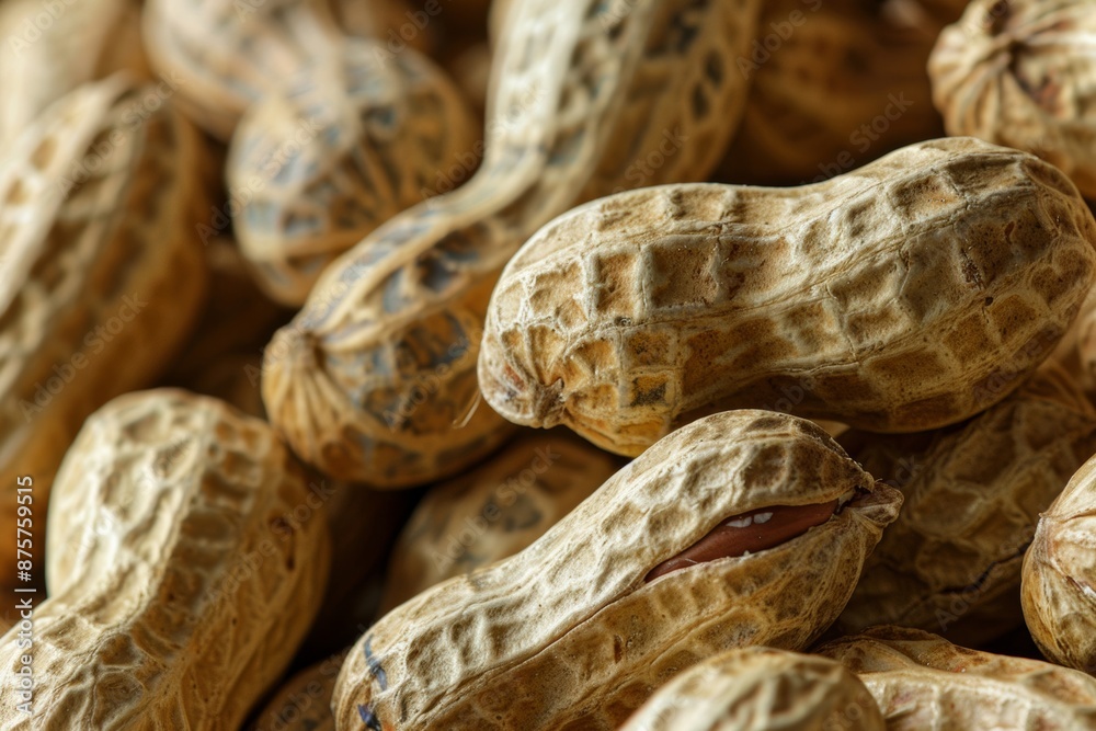 Piles of peanuts reveal rich textures and earthy tones. This photo shows the simple and natural appeal of these popular legumes. Piles of peanuts reveal rich textures and earthy tones. This photo shows the simple and natural appeal of these popular legumes.