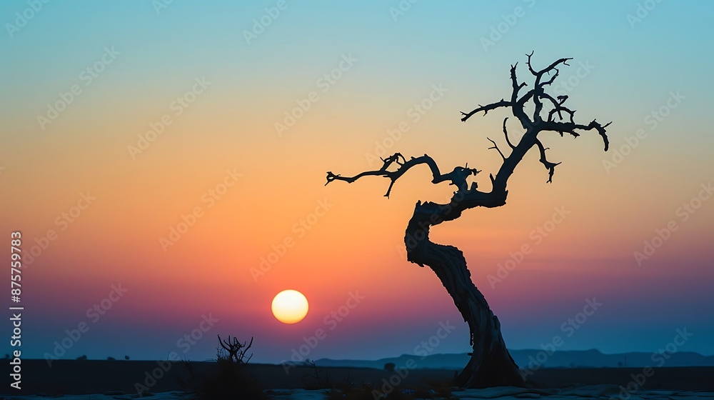 Obraz premium Sunset Over a Dried-Up Lake