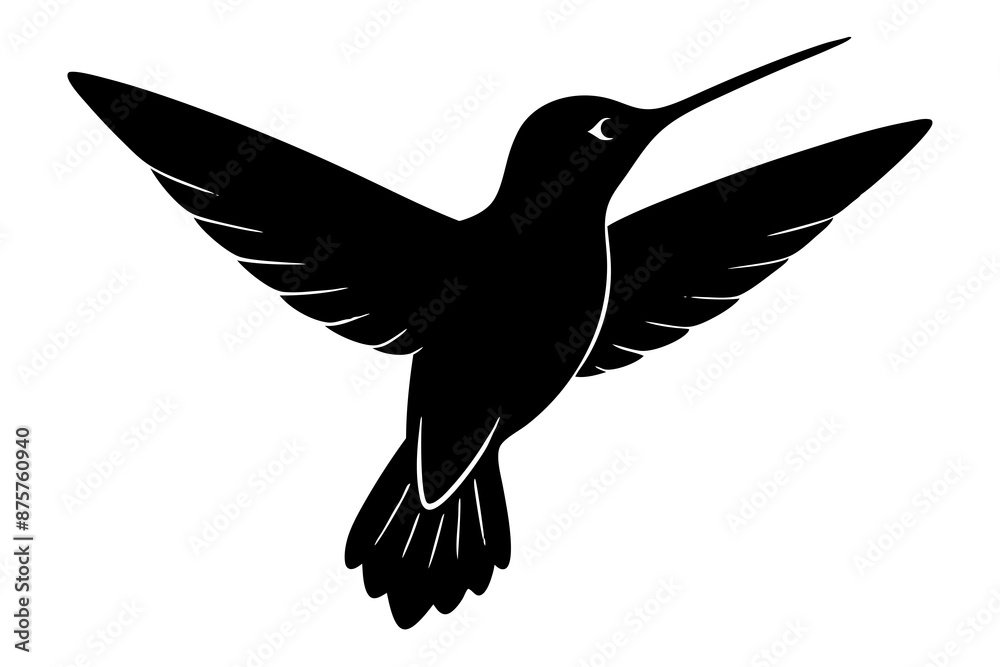 Obraz premium a black hummingbird iconn silhouette vector on white background