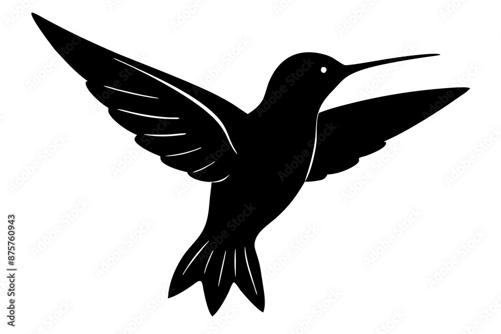 Obraz premium a black hummingbird iconn silhouette vector on white background