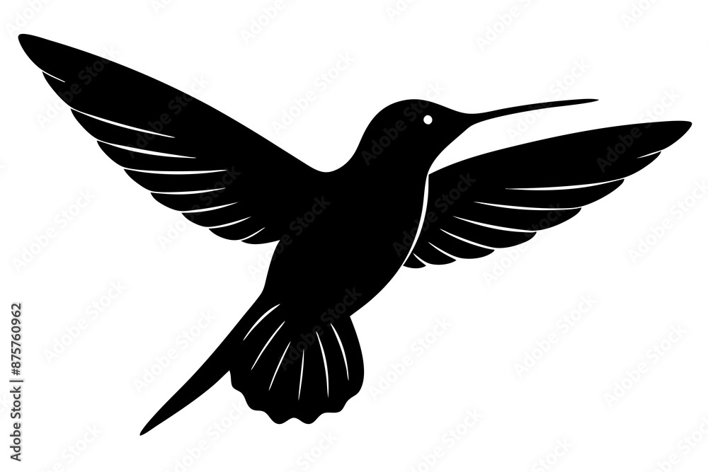 Obraz premium a black hummingbird iconn silhouette vector on white background